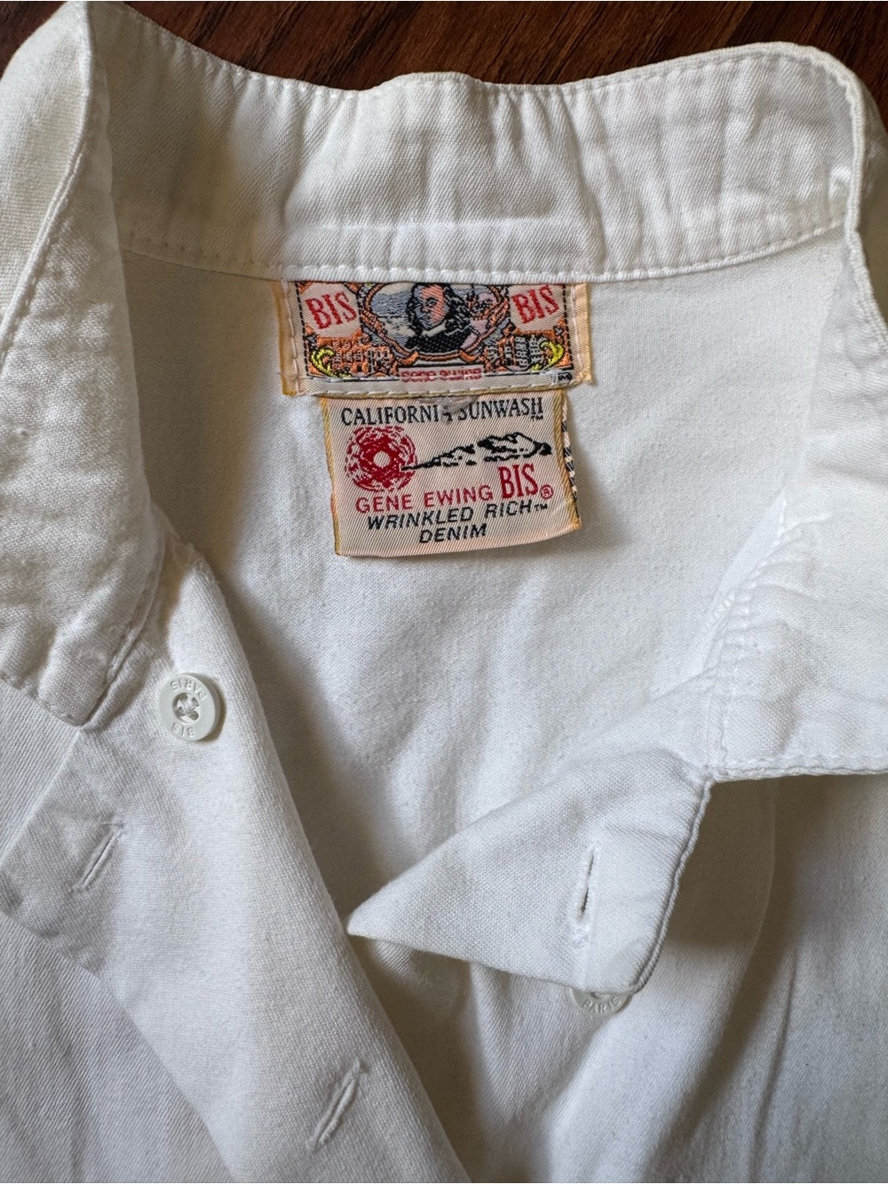 Vintage Gene Ewing BIS White Men’s Denim Shirt  Wrinkled Rich Men’s Large
